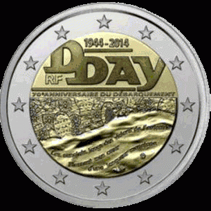 Frankrijk 2 euro 2014 D-Day UNC